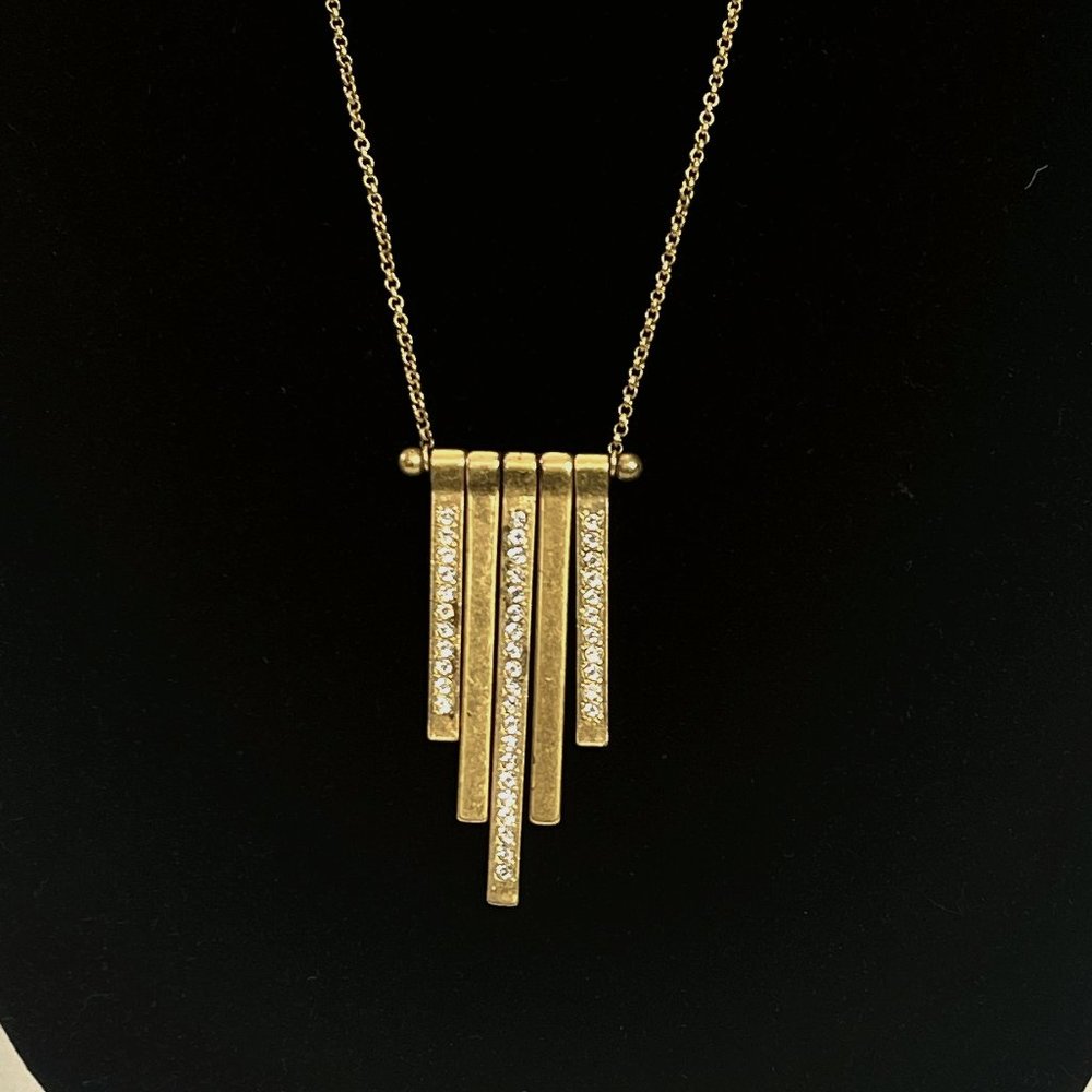 J.Crew Gold & Crystal Pendant Necklace #48